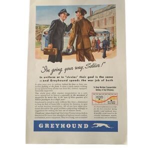 Vintage 1943 Greyhound Going Your Way Soldier Ad Advertisement